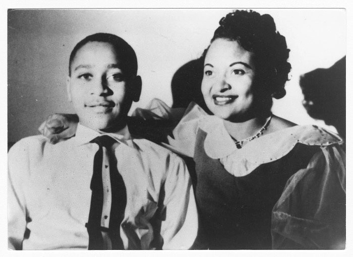 A photograph shows Emmett Till with his mother, Mamie Till Mobley, credit National Museum of African American History and Culture