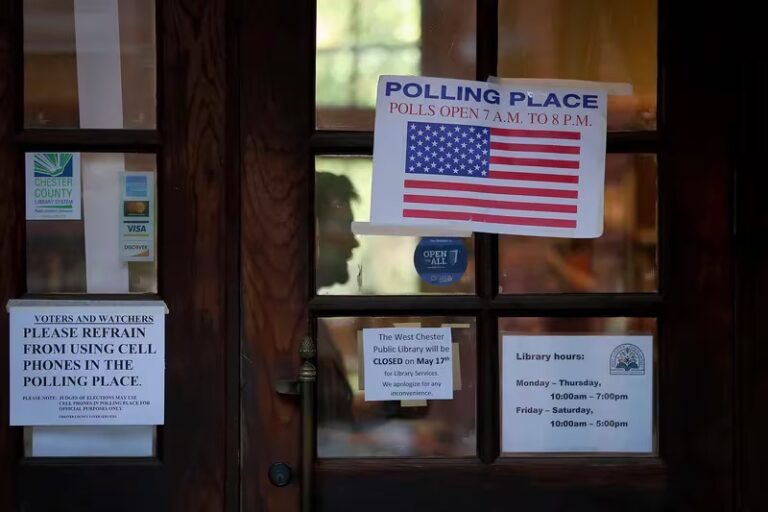 A polling place at the West Chester Library in West Chester, credit DAVID MAIALETTI