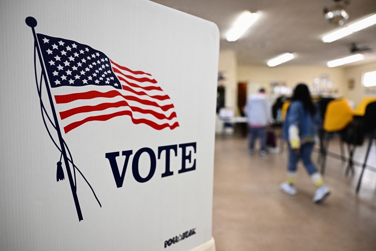 A voting booth at a polling place, credit Patrick T. Fallon, AFP, Getty Images