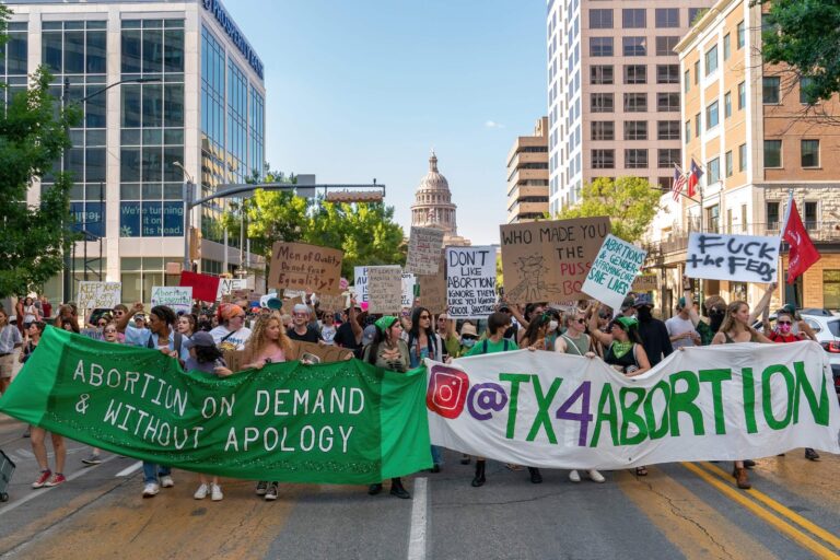 Abortion rights demonstrators march near the State Capitol in Austin, Texas, June 25, 2022