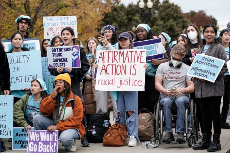 Activists demonstrate outside the Supreme Court in 2022