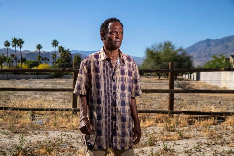 Alvin Taylor of Cathedral City stands in front of the Section 14 lot of land where his childhood home used to be, credit Taya Gray:The Desert Sun:USA Today Network