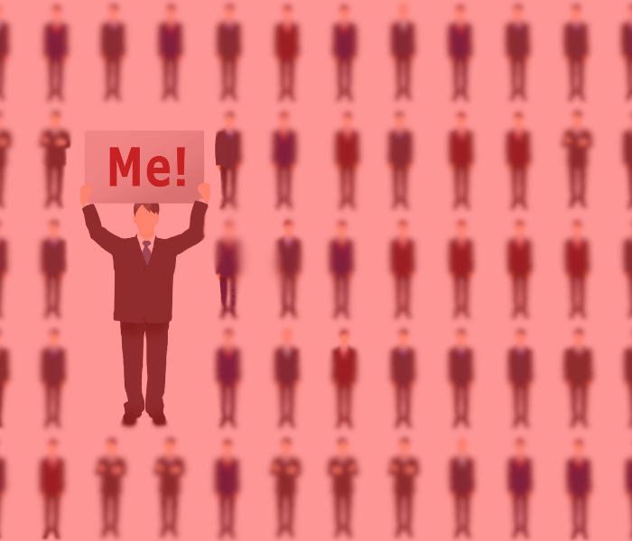 Cartoon of a man holding pick me sign