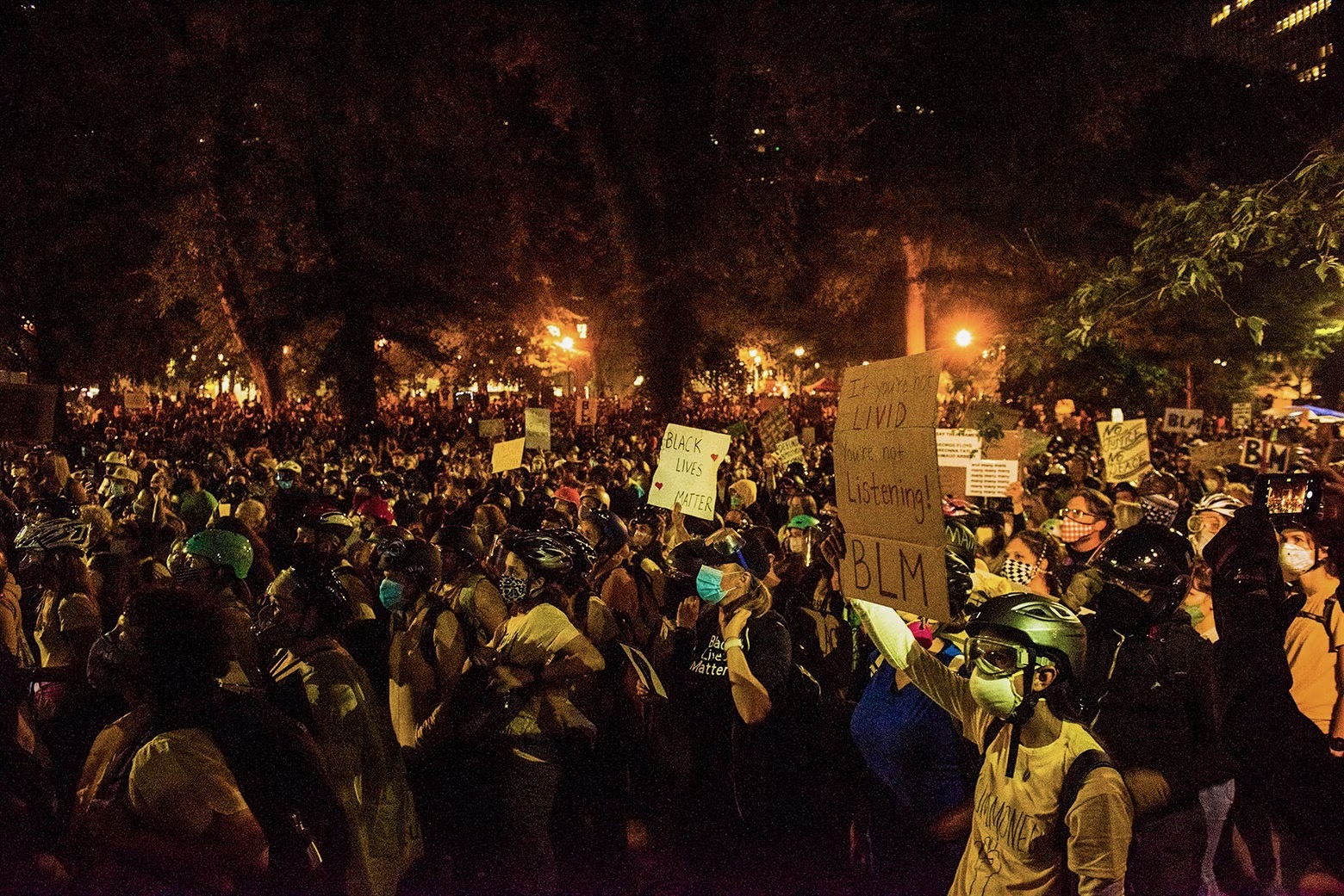 Demonstrators at a protest against police brutality in Portland, Oregon, in July 2020. Kathryn Elsesser:AFP via Getty Images