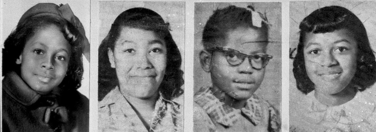 Denise McNair, 11, from left; Carole Robertson, 14; Addie Mae Collins, 14; and Cynthia Dianne Wesley, 14, were killed on Sept. 15, 1963, credit Associated Press