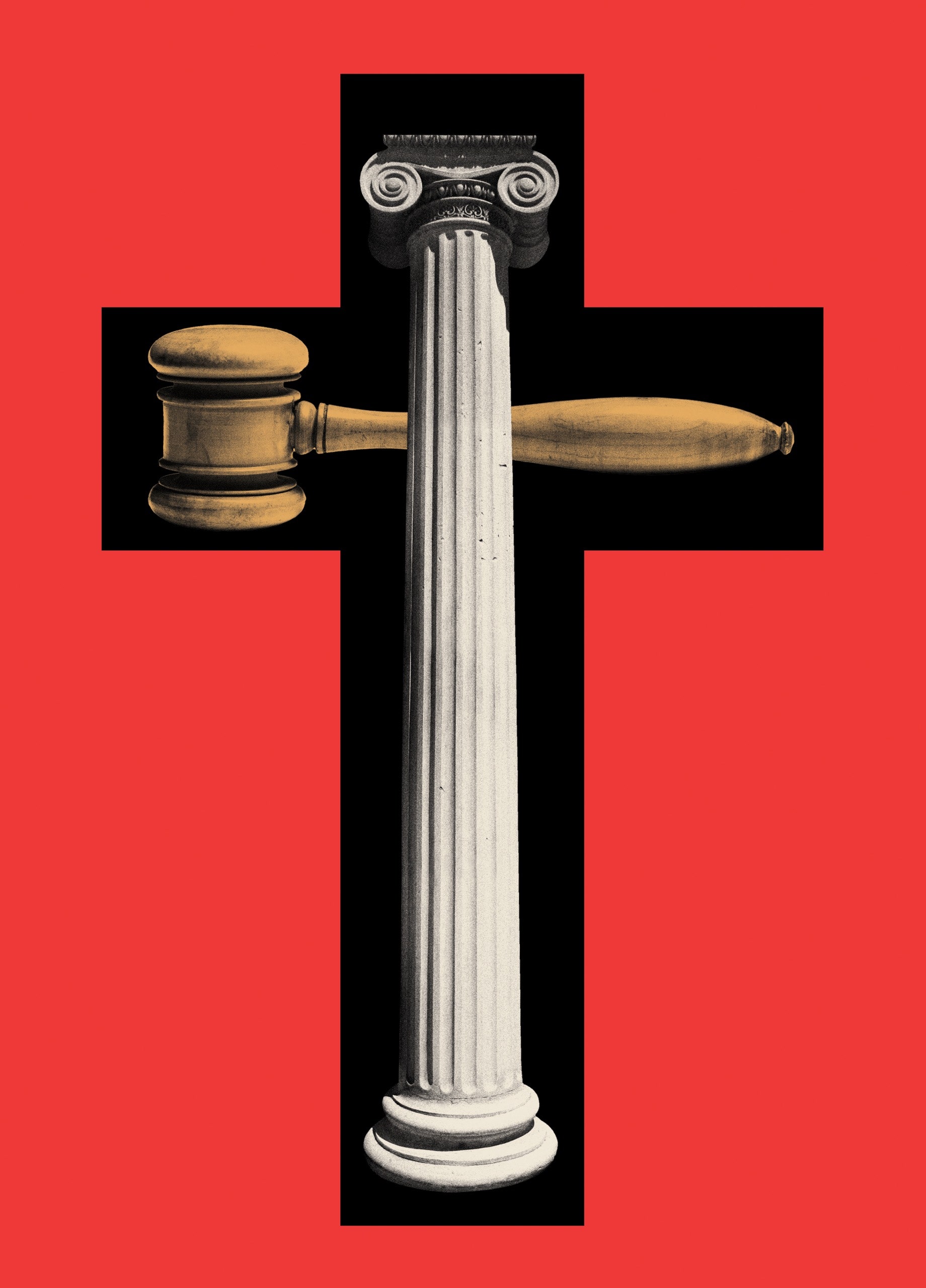 Illustration of court items arranged in a cross, Credit Joan Wong, Getty