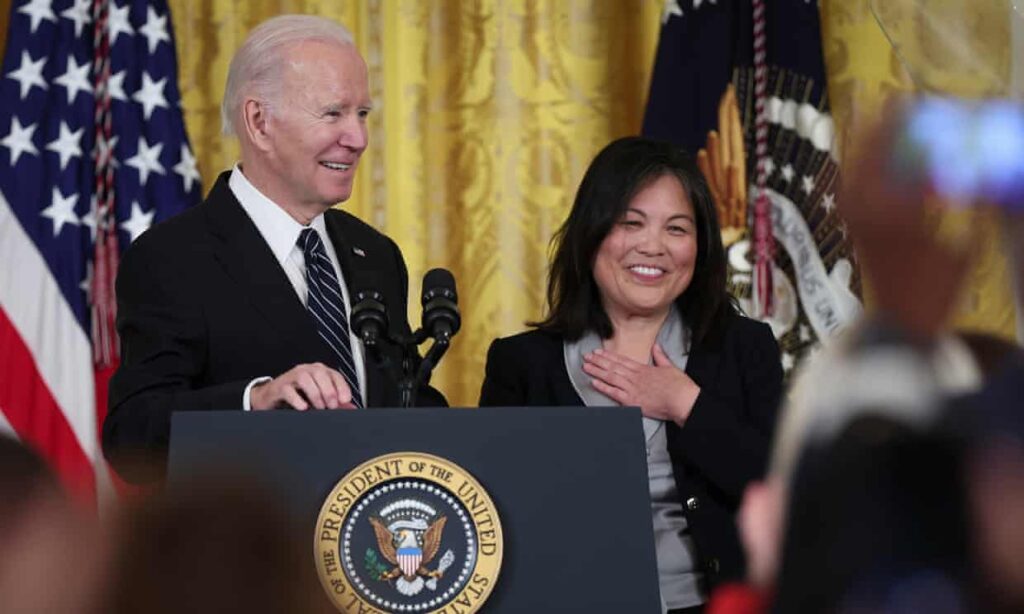 Joe Biden announces Julie Su as his nominee for secretary of labor at the White House on 1 March Credit Win McNamee, Getty Images