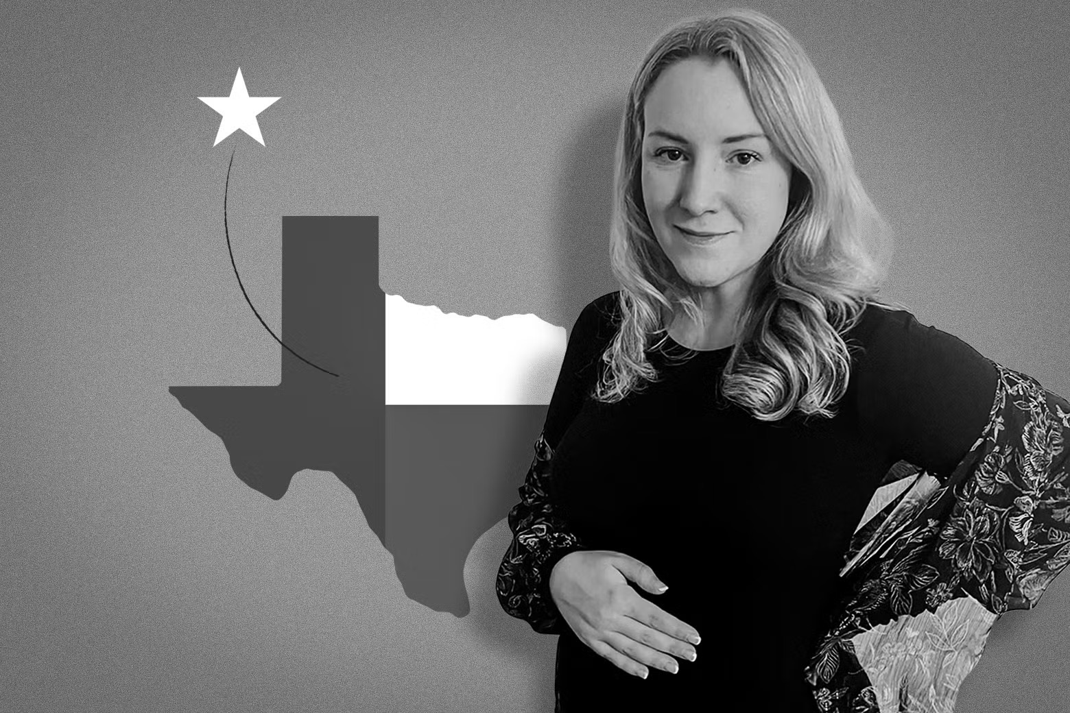 Kate Cox in front of a map of Texas, credit Kate Cox, Reuters , Getty Images Plus