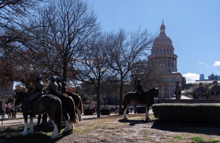 Police watch as antiabortion advocates take part in a demonstration outside the Texas Capitol, credit Suzanne Cordeiro:AFP:Getty Images