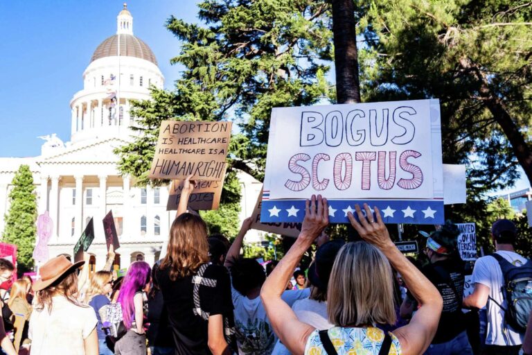 Protesters gather at the California state Capitol in Sacramento in June after the Supreme Court’s decision to overturn Roe v. Wade