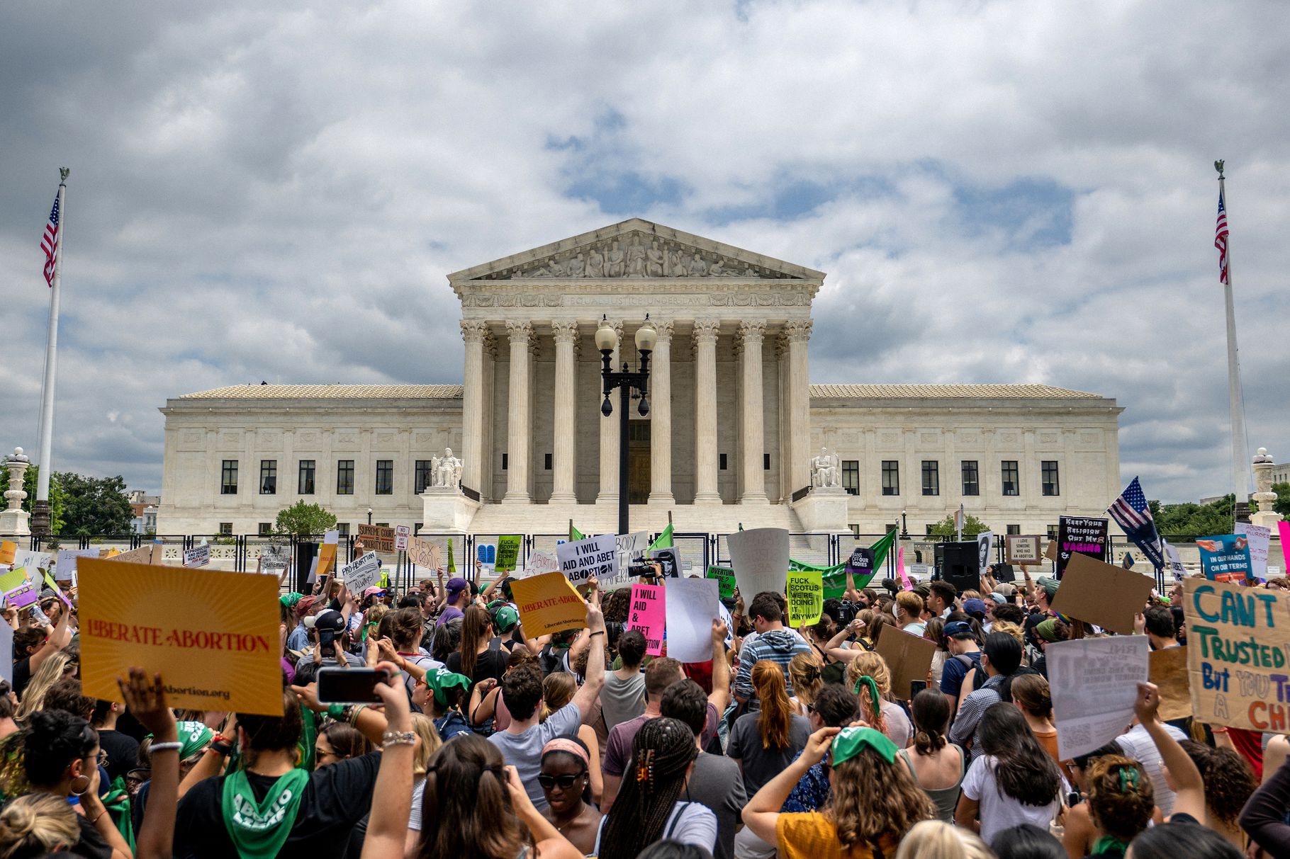 Protesters rally in front of the US Supreme Court on June 24, when the court overruled Roe v. Wade