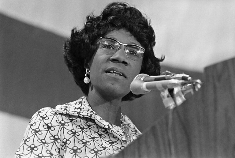 Rep. Shirley Chisholm (D-N.Y.) presents her views in Washington on June 24, 1972, credit James Palmer:AP