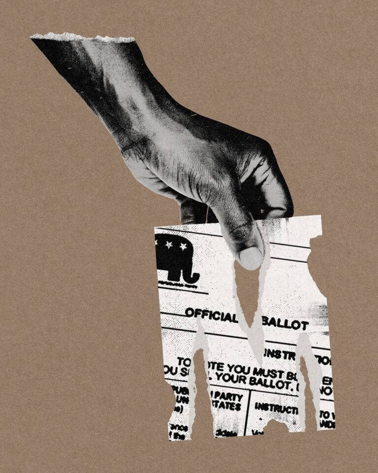 Ripped ballot. Photo-illustration by Mark Harris