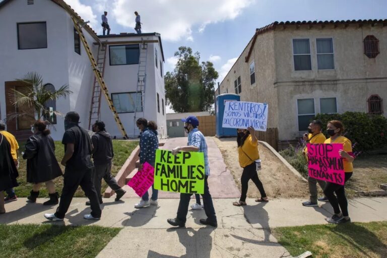 Tenants rights activists protest in Los Angeles, Brian van der Brug, Los Angeles Times